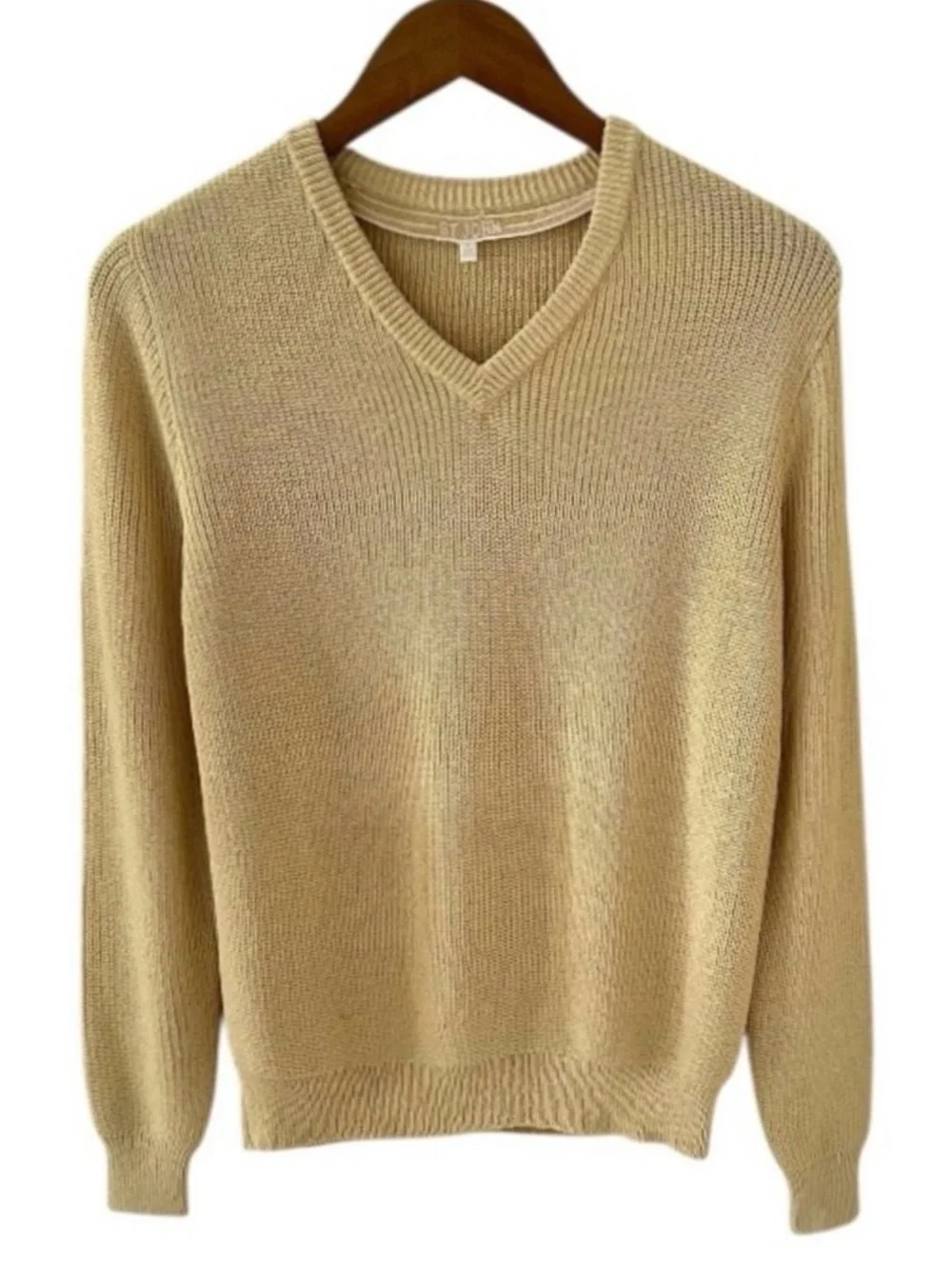 St. John Yellow V-Neck Long Sleeve Wool Blend Knit Sweater Size 2